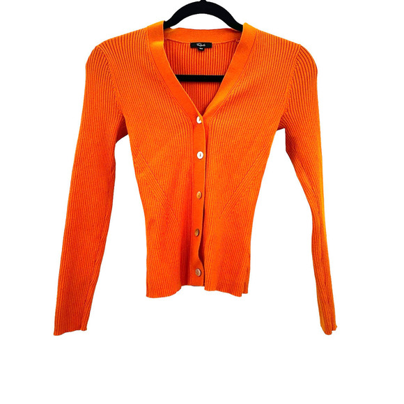 Rails Ribbed Cotton Blend Button Front Cardigan Sweater Long Sleeve Size 2XS - Picture 5 of 10